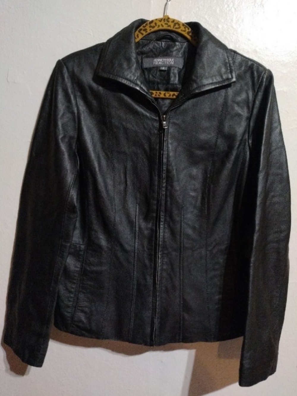 VTG Y2K Witchy Boho Women's Motorcycle Black Soft Leather Zip Jacket Sz S
